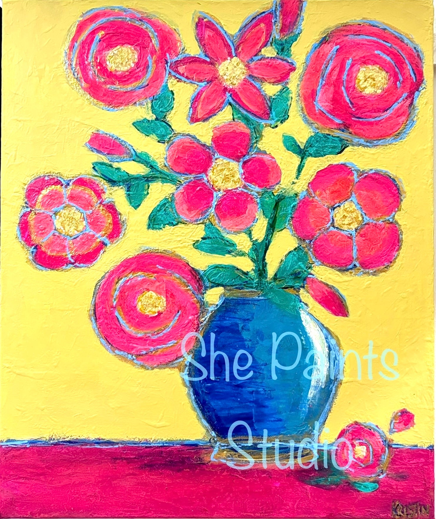 Original canvas art - textured painting - Boho - "Fiesta" - abstract - colorful