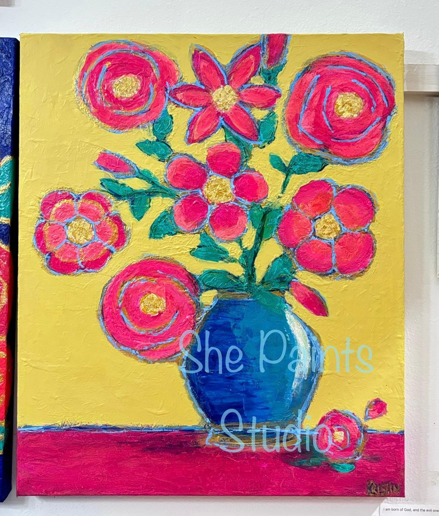 Original canvas art - textured painting - Boho - "Fiesta" - abstract - colorful