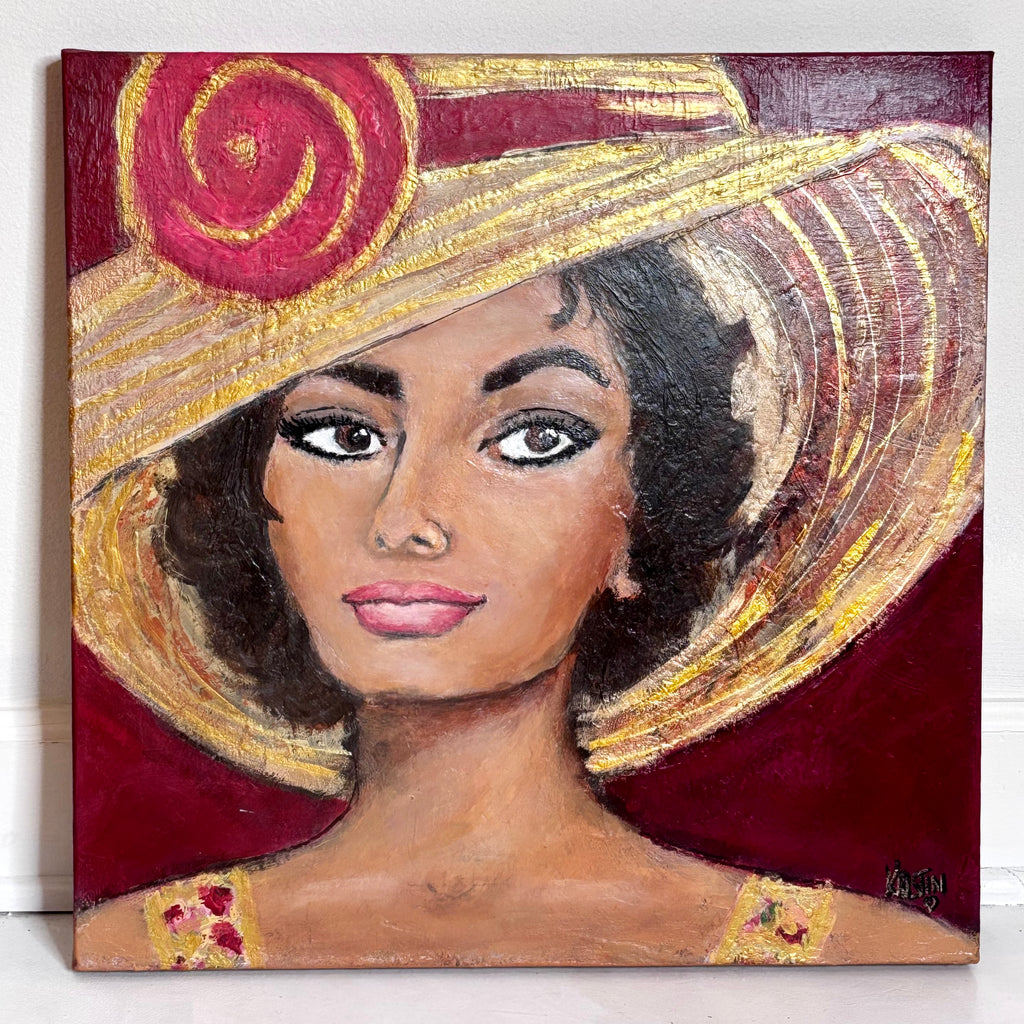 Original canvas art - textured art - "Sophia" Sophia Loren