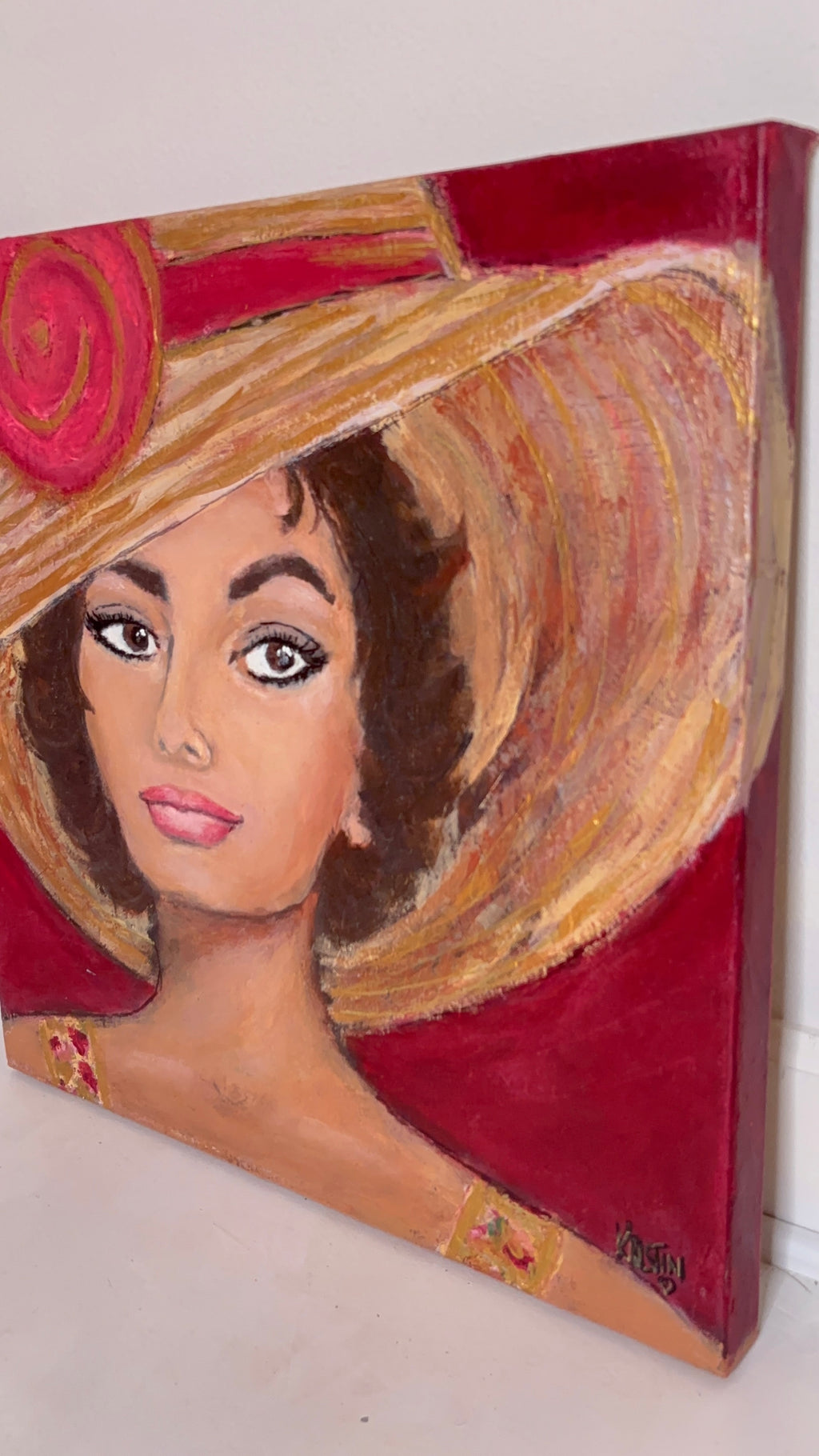 Original canvas art - textured art - "Sophia" Sophia Loren