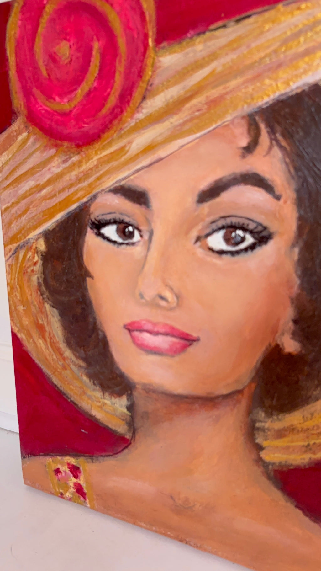 Original canvas art - textured art - "Sophia" Sophia Loren