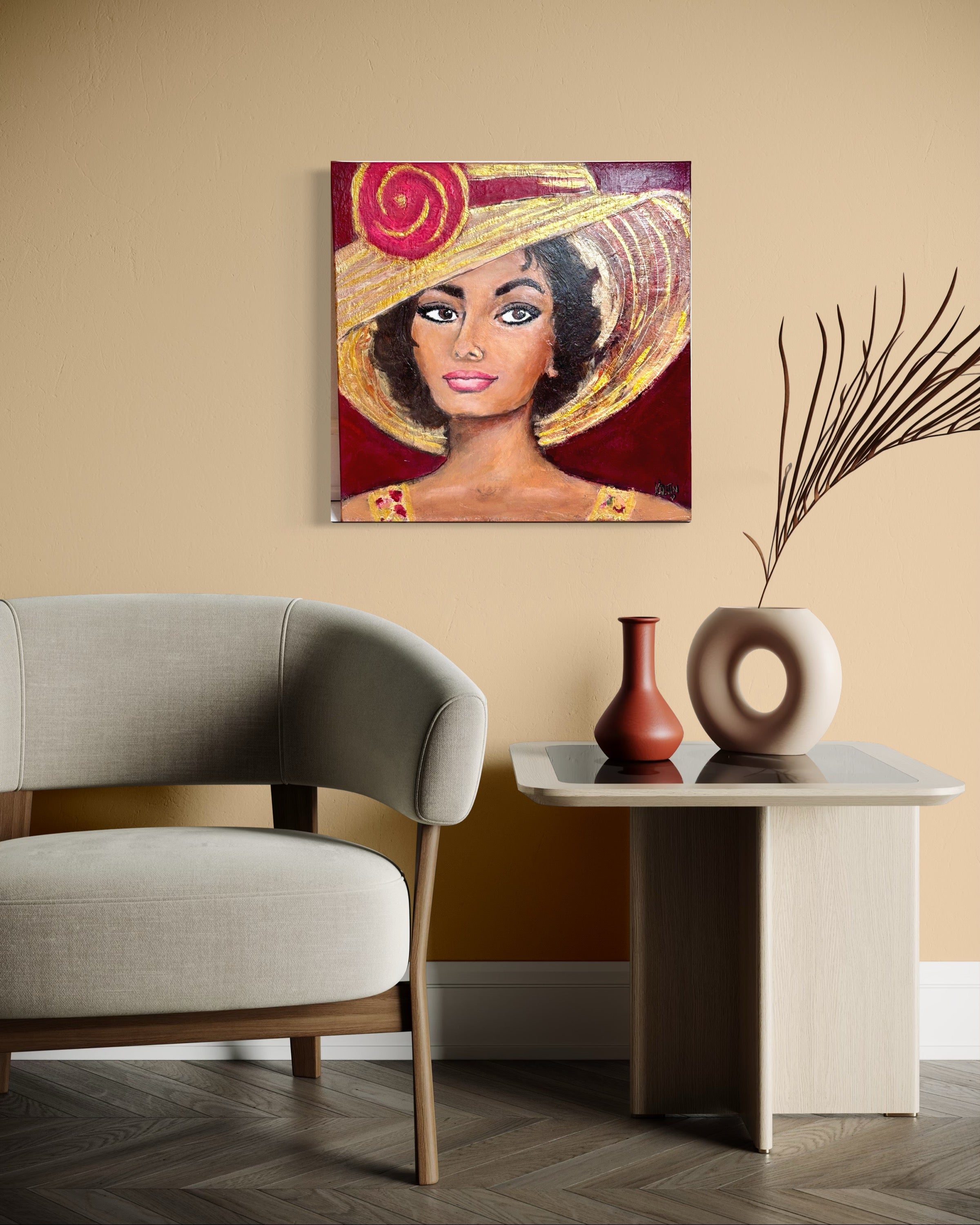 Original canvas art - textured art - "Sophia" Sophia Loren