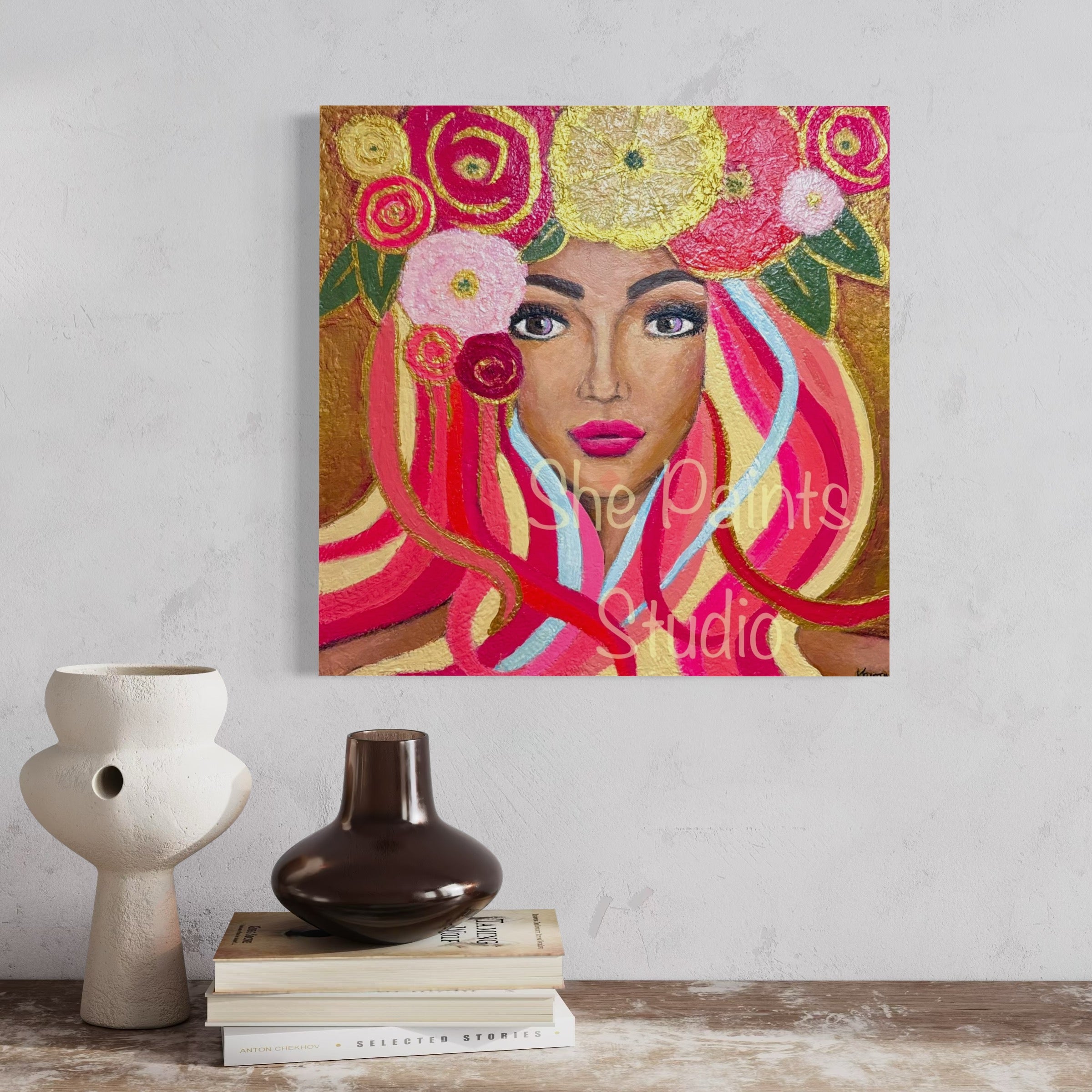 Original canvas art -  textured wall art - abstract - “Warrior Queen”