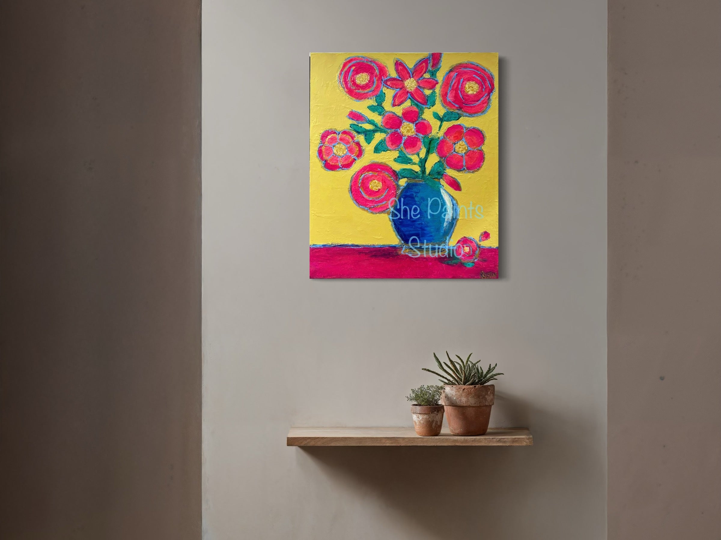 Original canvas art - textured painting - Boho - "Fiesta" - abstract - colorful