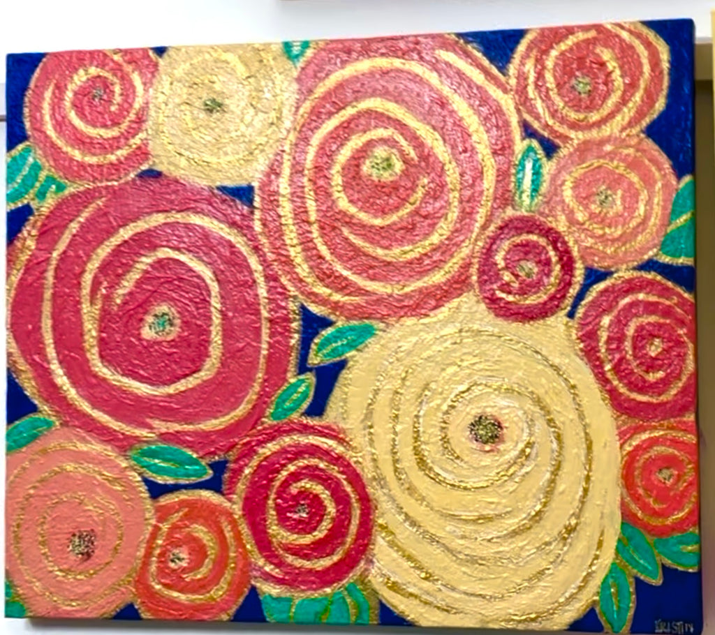 Original canvas art - textured wall art - abstract floral - "Kaleidescope"