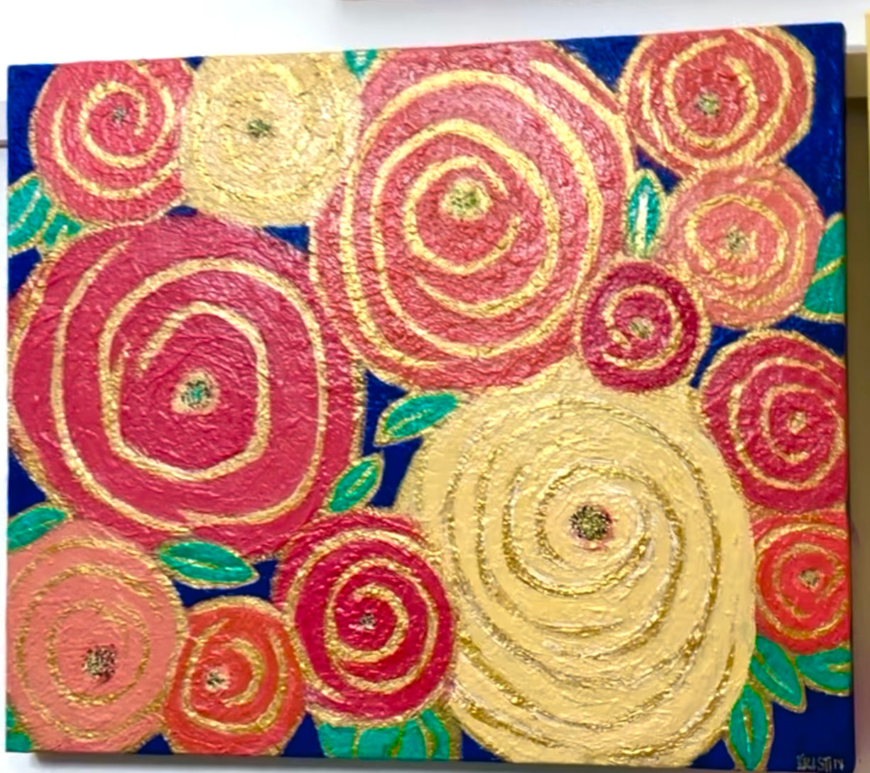 Original canvas art - textured wall art - abstract floral - "Kaleidescope"