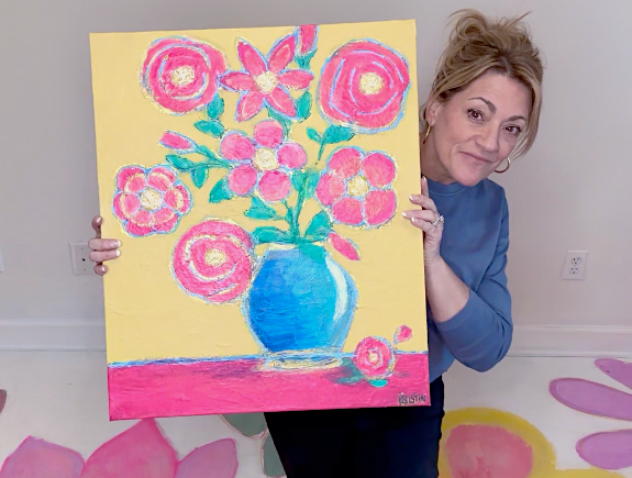 Original canvas art - textured painting - Boho - "Fiesta" - abstract - colorful