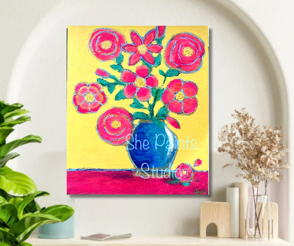 Original canvas art - textured painting - Boho - "Fiesta" - abstract - colorful